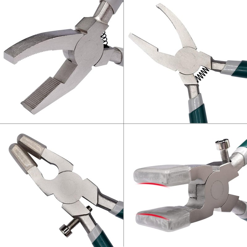 GINWORD 2 Pcs Heavy Duty Glass Cutting Pliers, Glass Running Pliers Tips with Adjustable Screw, Stained Glass Tool, Tile Cutters Tool - Image 4